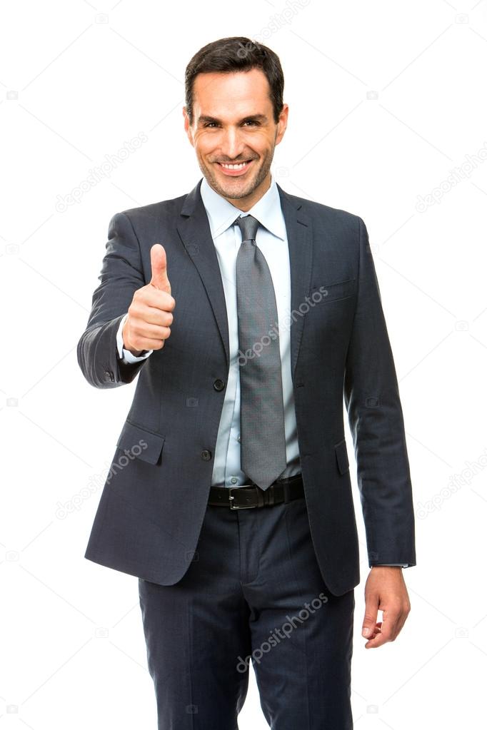 Businessman smiling and giving ok with one hand