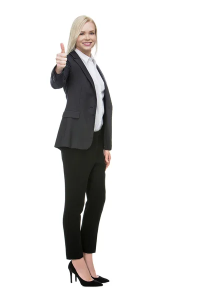 Businesswoman thumb up with one hand — Stock Photo, Image