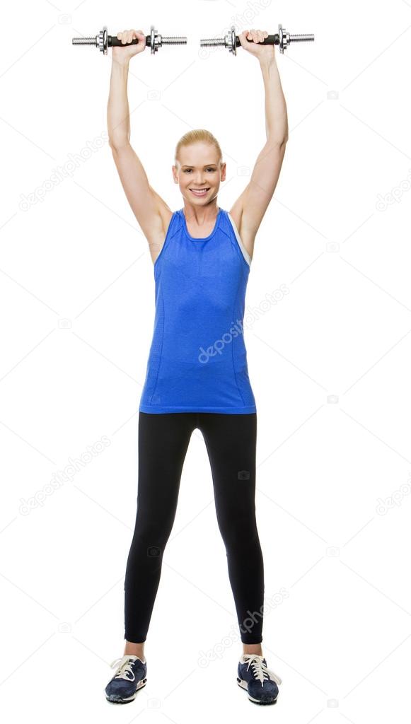 Woman exercising with weights