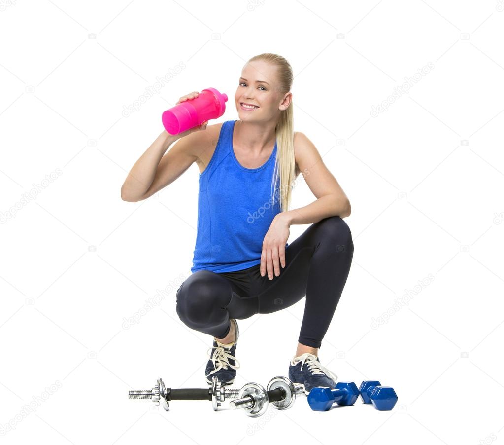 Woman exercising with weights