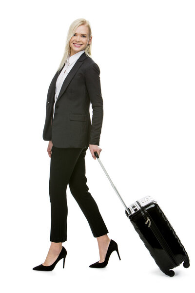 Businesswoman  with suitcase