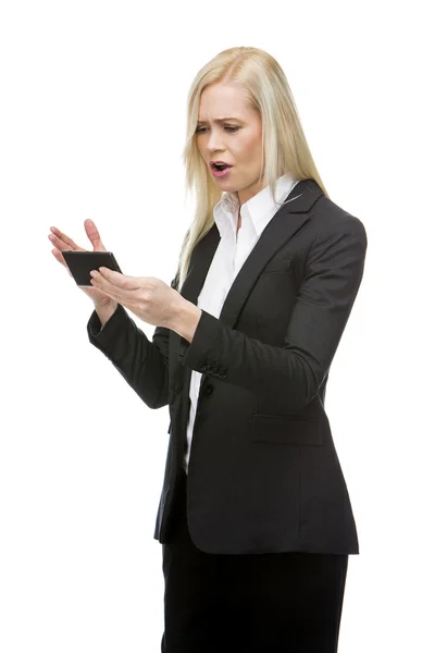 Businesswoman  shouting at phone — Stock Photo, Image