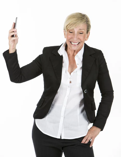 Manager woman holding a mobile phone — Stock Photo, Image