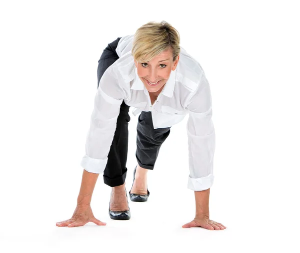 Manager woman in a start position — Stock Photo, Image