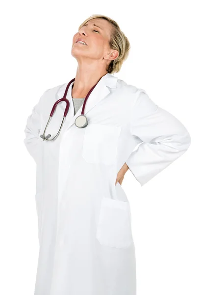 Femme médecin avec maux de dos — Photo
