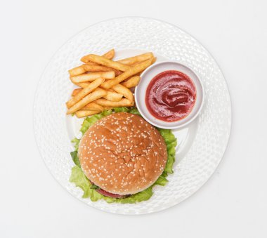 RIES ve hamburger yemek