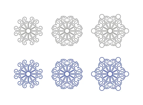 Set of six snowflakes — Stock Vector