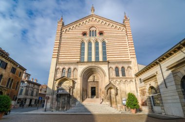 Facade of the church of the San Fermo Maggiore in Verona, Italy. clipart
