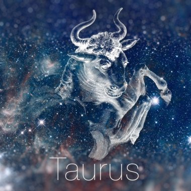 Astrolojik burç - Boğa. Vintage astrolojik çizim. Gökada gökyüzü arka planda. Burçlar için kullanılabilir. Nasa tarafından döşenmiş bu görüntü unsurları.