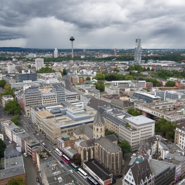 Köln Köln Katedrali bakış açısından havadan görünümü.