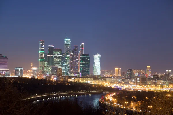 Moskevské Mezinárodní obchodní centrum v noci. Moscow City — Stock fotografie