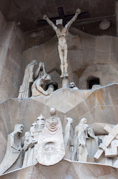 Vista detalhada da Fachada da Sagrada Família em Barcelona, Espanha . — Fotografia de Stock