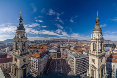 St.Stephens Bazilikası'nın panoramik manzarası. Budapeşte, Macaristan.