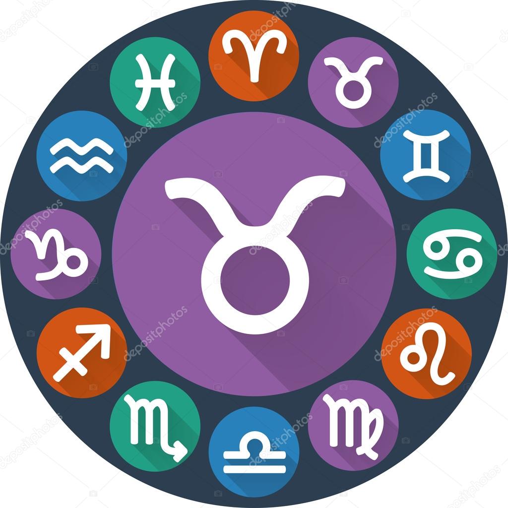 Signs of the zodiac circle - Taurus. Astrological flat icon