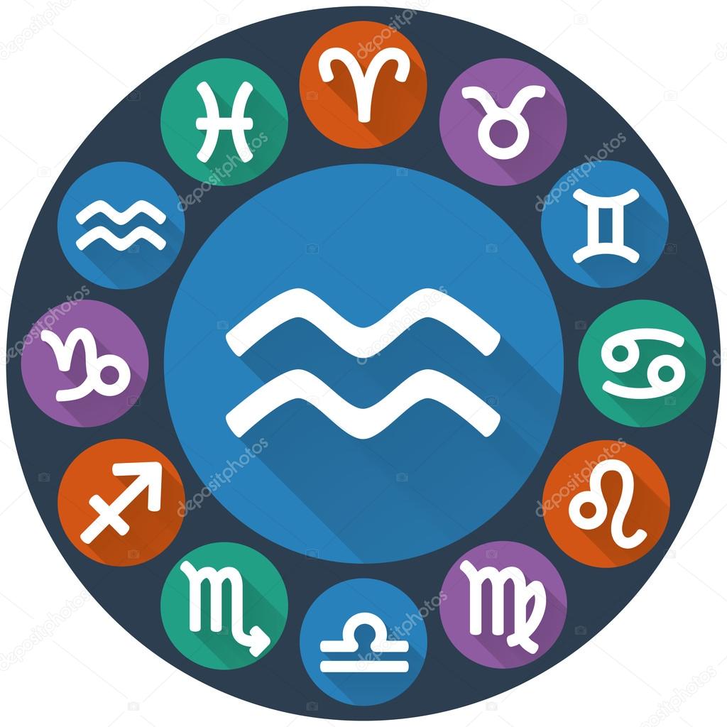 Signs of the zodiac circle - Aquarius. Astrological flat icon