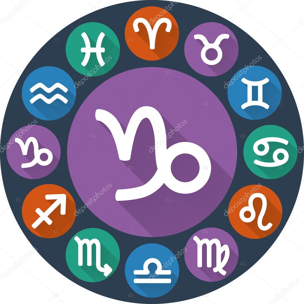 Signs of the zodiac circle - Capricornus. Astrological flat icon