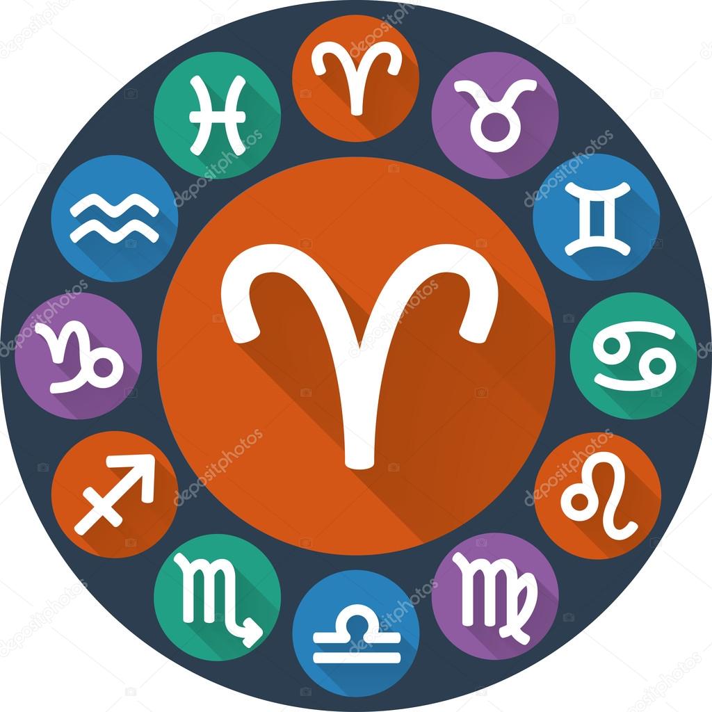 Signs of the zodiac circle - Aries. Astrological flat icon