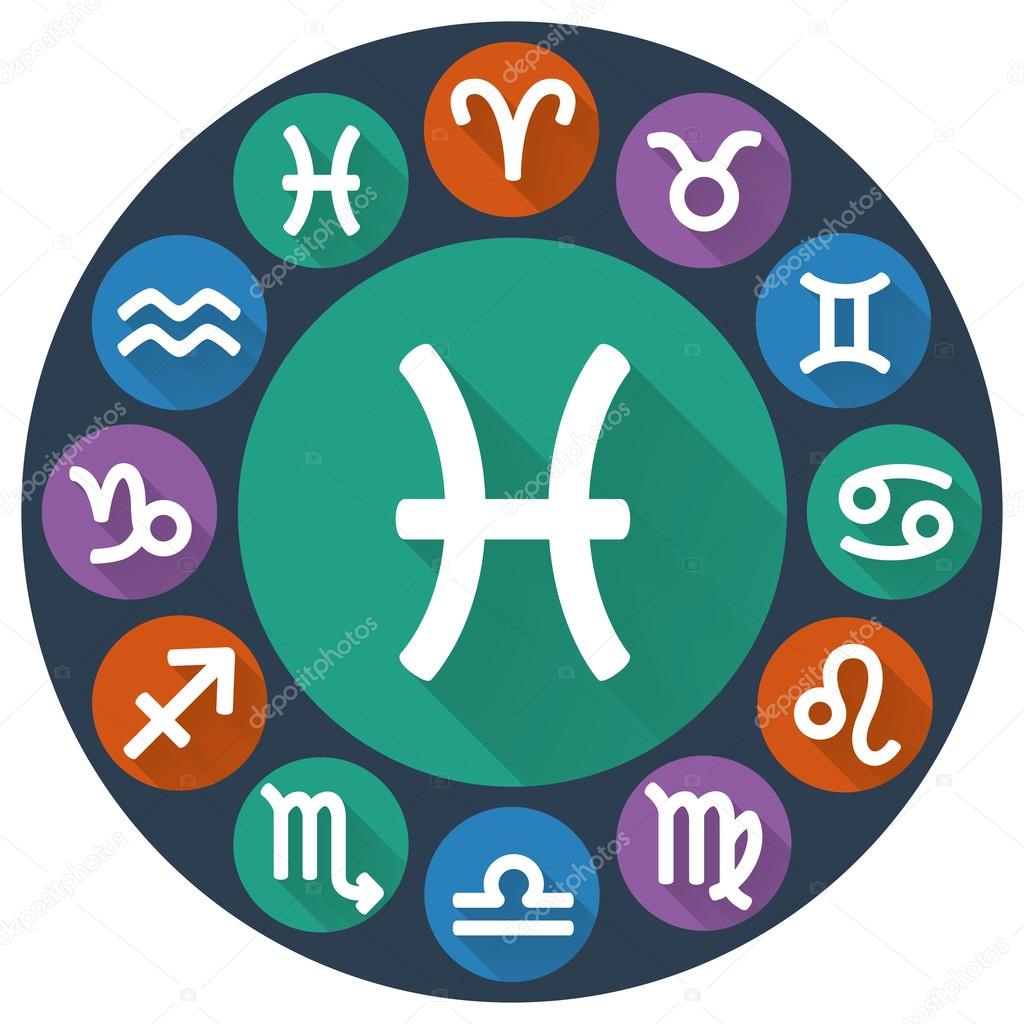 Signs of the zodiac circle - Pisces. Astrological flat icon