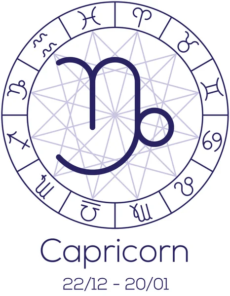 Segno di zodiaco - Capricorno. Simbolo astrologico nella ruota . — Vettoriale Stock