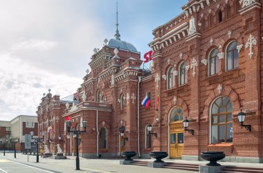 Ana bina cephe tren istasyonuna, Kazan, Rusya.