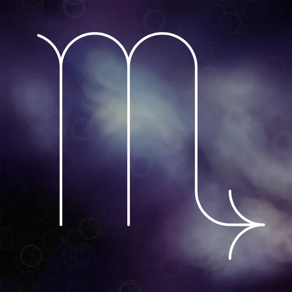 Signo do zodíaco - Escorpião. Branco linha fina símbolos astrológicos no fundo abstrato colorido embaçado . — Fotografia de Stock