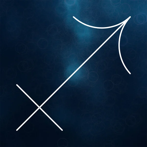 Sternzeichen - Sagittarius. weiße dünne Linie astrologische Symbole auf verschwommenem bunten abstrakten Hintergrund. — Stockfoto