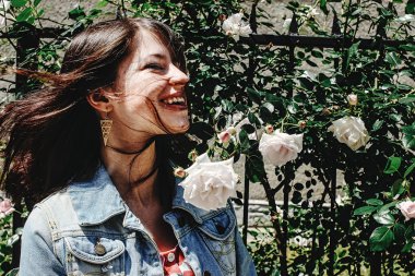 stylish brunette woman