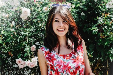 stylish brunette woman