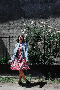 stylish brunette woman