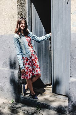 stylish brunette woman