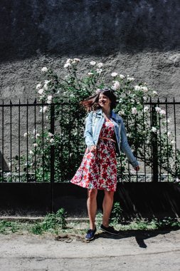 stylish brunette woman