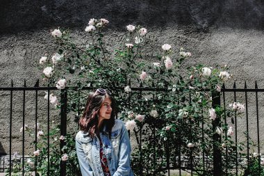 stylish brunette woman