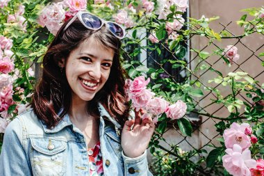 stylish brunette woman