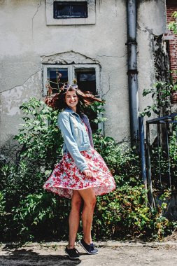 stylish brunette woman