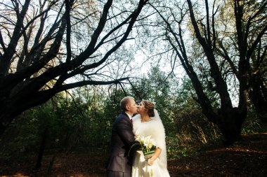 mutlu muhteşem gelin ve şık damat