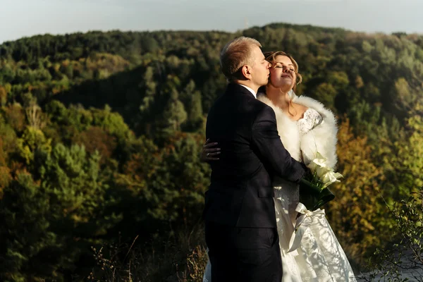 Felice sposa splendida e sposo elegante — Foto Stock