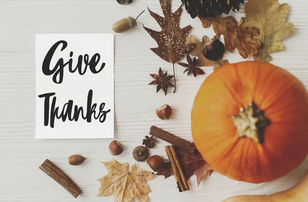 Joyeux Thanksgiving Carte Vœux Donnez Merci Texte Écrit Main Sur — Photo