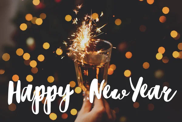 Feliz Ano Novo Cartão Saudação Texto Feliz Ano Novo Escrito — Fotografia de Stock