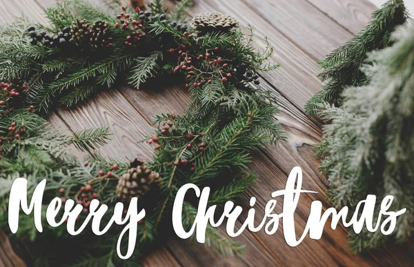 Merry Christmas Greeting Card Merry Christmas Text Handwritten Modern Christmas — Stockfoto