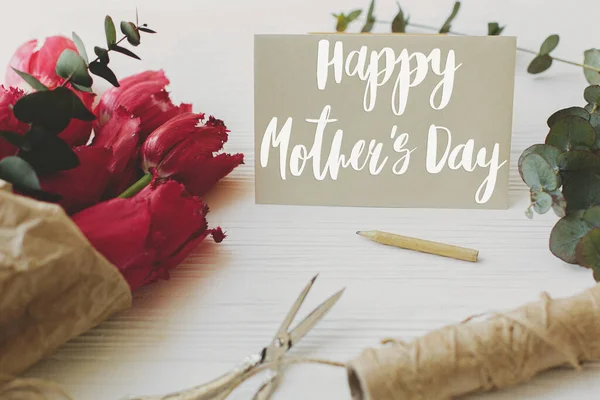 Feliz Tarjeta Felicitación Del Día Madre Feliz Día Madre Texto — Foto de Stock