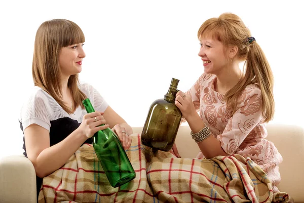 Two girls posing in studio — Stock Photo, Image