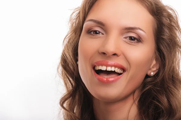 Lachen meisje portret vintage stijl Rechtenvrije Stockafbeeldingen