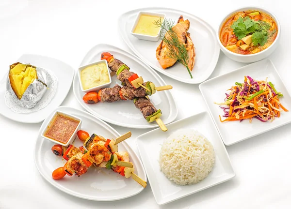 Set of international dishes prepared for catering — Stock Photo, Image