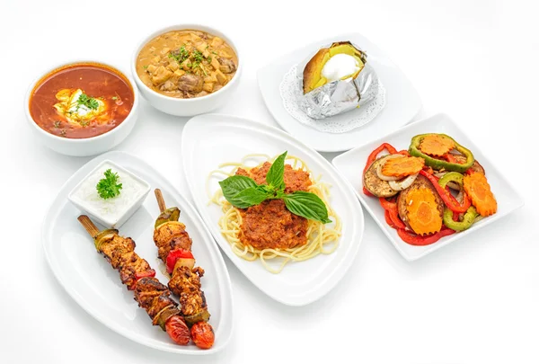Set of international dishes arranged for catering — Stock Photo, Image