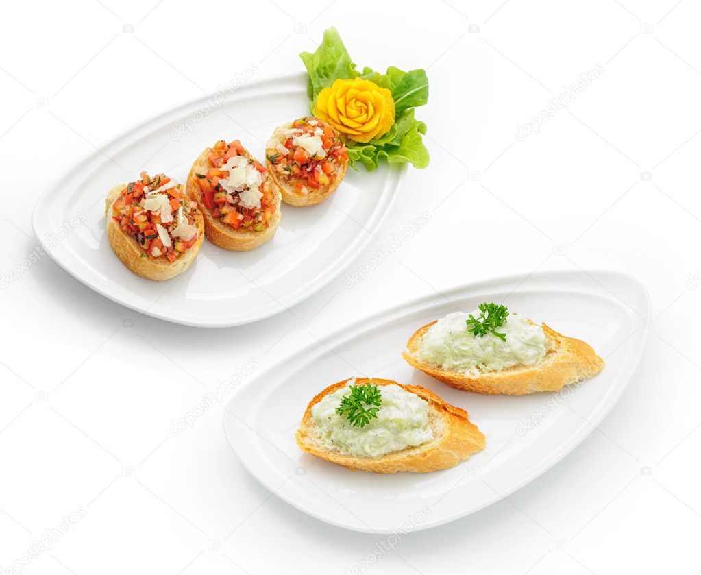Set of international dishes arranged for catering