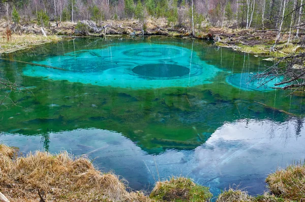 Lago de géiser con agua clara de cian — Foto de Stock