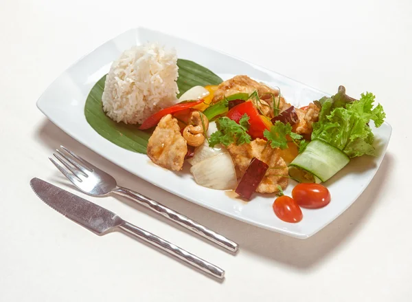 Dishes of international cuisine in restaurant in Phuket — Stock Photo, Image