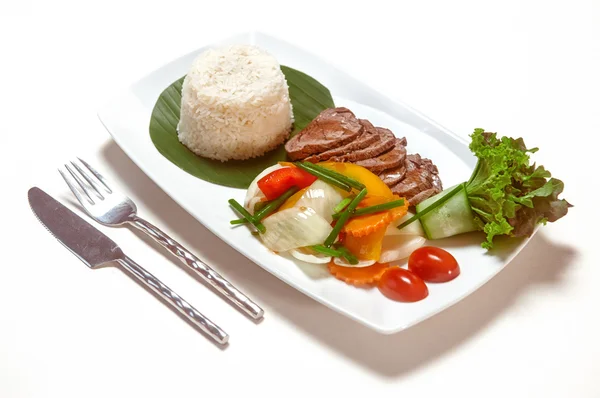Dishes of international cuisine in restaurant in Phuket — Stock Photo, Image