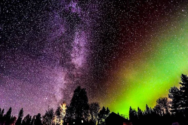 Пейзаж Галактикой Млечный Путь Ночное Небо Звездами — стоковое фото