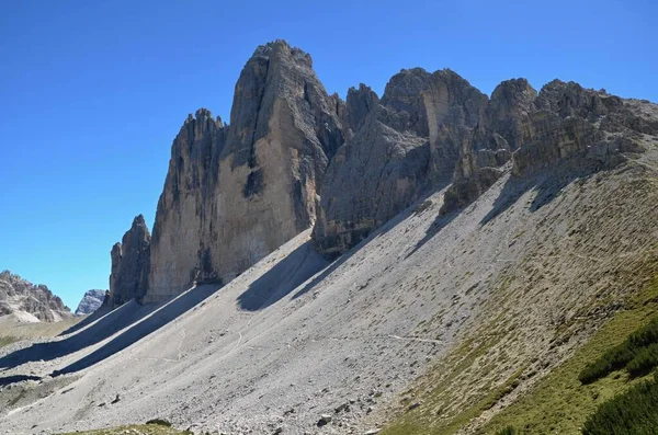 Tre Cime Lavaredo Drei Zinnen Imponerande Grupp Tre Bergstoppar Norra — Stockfoto
